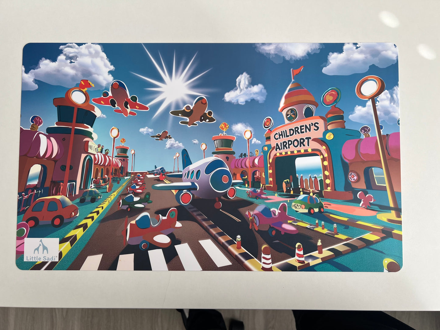 Little Sadi Happy Airplanes Placemat and Children´s Airport Placemat. Fun & Colorful Kids (2) Table Mat, Waterproof, Easy to Clean,Perfect for Mealtime & Playtime